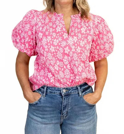 Bibi Iris Floral Shirt In Fuchsia In Multi