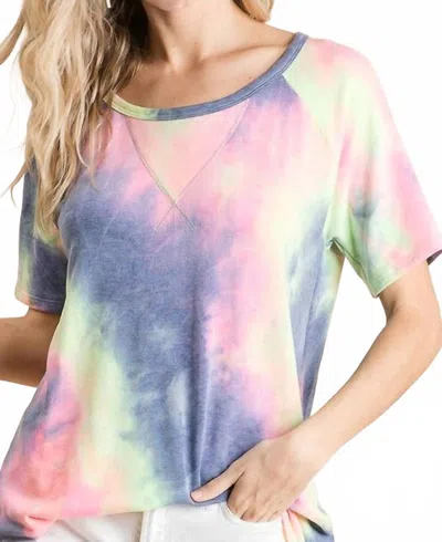 Bibi Juno Tie Dye Top In Charcoal In Pink