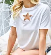 Bibi Laser Cut Out Star Tee In White In White