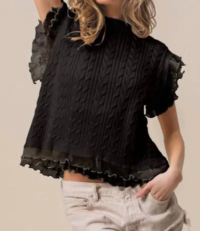 Bibi Layered Chiffon Sweater Top In Black