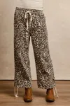 Bibi Leopard Print Drawstring Pants In Leopard/oatmeal In Multi