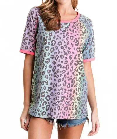 Bibi Leopard Raglan Sleeve Top In Multicolor