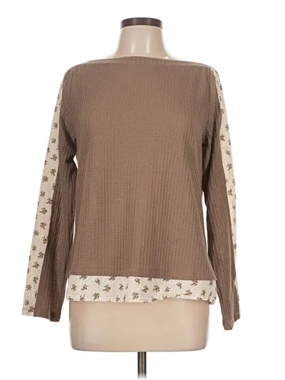 Pre-owned Bibi Long Sleeve Blouse In Brown