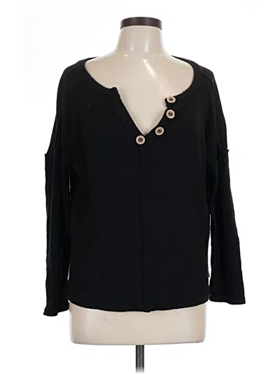 Pre-owned Bibi Long Sleeve Henley Shirt In Black