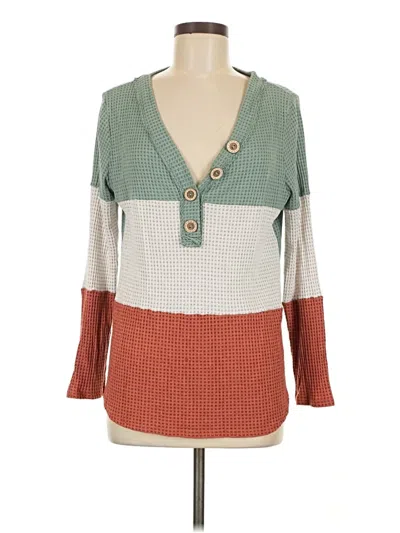 Pre-owned Bibi Long Sleeve Henley Shirt In Green