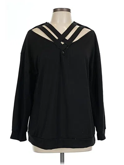 Pre-owned Bibi Long Sleeve Top Black Keyhole Neckline Tops