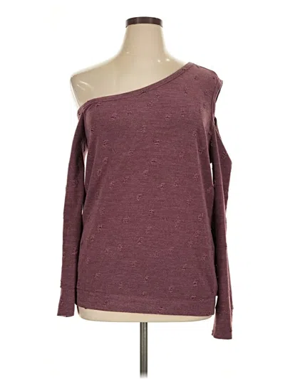 Pre-owned Bibi Long Sleeve Top Burgundy One Shoulder Neckline Tops
