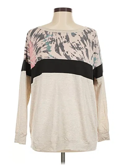 Pre-owned Bibi Long Sleeve Top Gray Crew Neck Tops