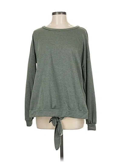 Pre-owned Bibi Long Sleeve Top Green Boatneck Tops
