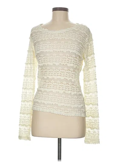 Pre-owned Bibi Long Sleeve Top Ivory Boatneck Tops In White