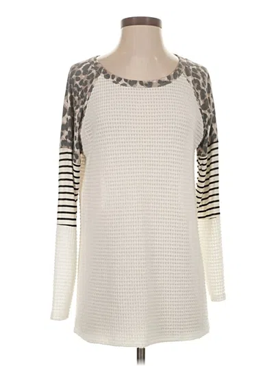 Pre-owned Bibi Long Sleeve Top Ivory Square Neckline Tops