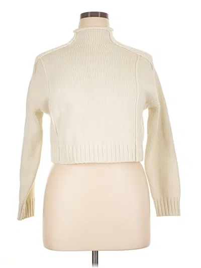 Pre-owned Bibi Long Sleeve Top Ivory Turtleneck Tops In White