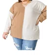 Bibi Long Sleeve V-neck Top In White In Beige