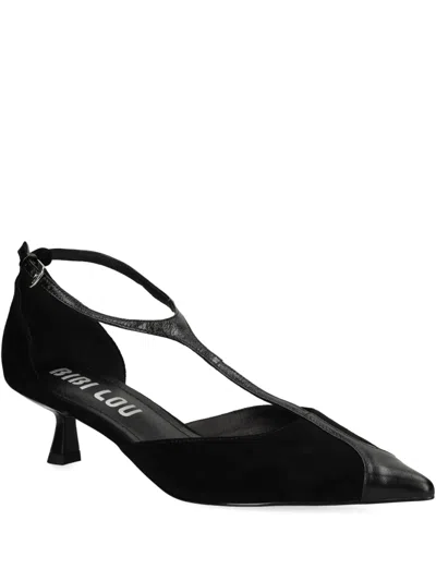 Bibi Lou 40mm Canna T-strap Pointed Pumps In Black