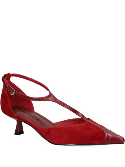 Bibi Lou 40mm Canna T-strap Pointed Pumps In Red