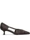 Bibi Lou 45mm Rigel Ruched Pointed Pumps In Black