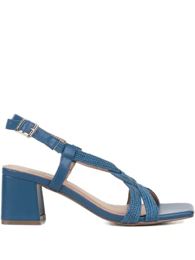 Bibi Lou 60mm Braided-leather Block-heel Sandals In Blue