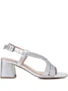 Bibi Lou 60mm Braided-leather Block-heel Sandals In Silver