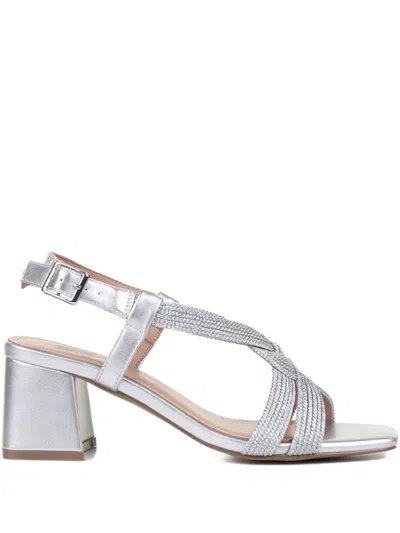 Bibi Lou 60mm Braided-leather Block-heel Sandals In Silver