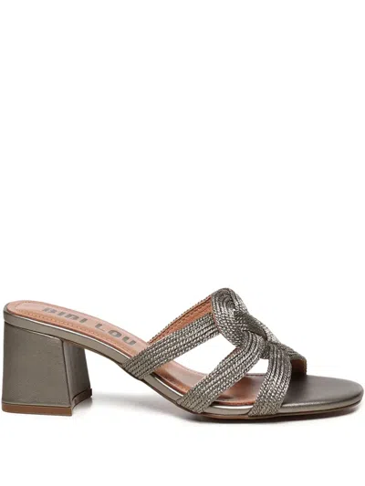 Bibi Lou 60mm Braided-strap Block-heel Sandals In Gray