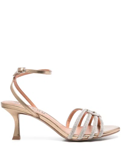 Bibi Lou 70mm Rhinestone-embellished Sandals In Gold
