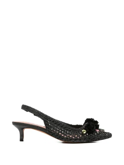 Bibi Lou Acer Embellished Crochet Slingback Pumps In Black