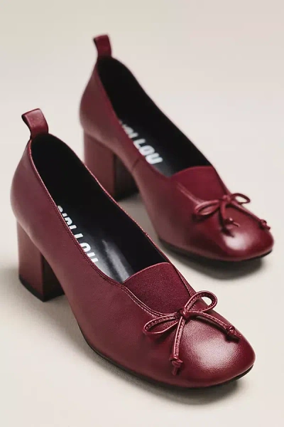 Bibi Lou Ballet Block Heels In Burgundy