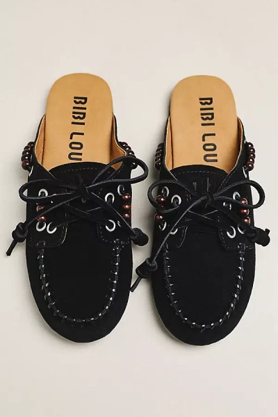 Bibi Lou Beaded Moccasin Mules In Black