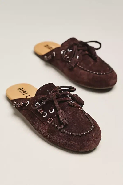 Bibi Lou Beaded Moccasin Mules In Brown