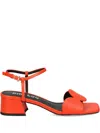 Bibi Lou Block-heel Round-embellishments Heeled Sandals In Red