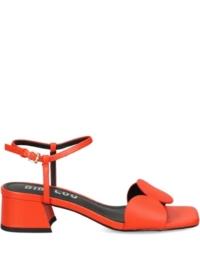 Bibi Lou Block-heel Round-embellishments Heeled Sandals In Red
