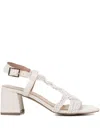Bibi Lou Braided-leather Block-heel Sandals In White