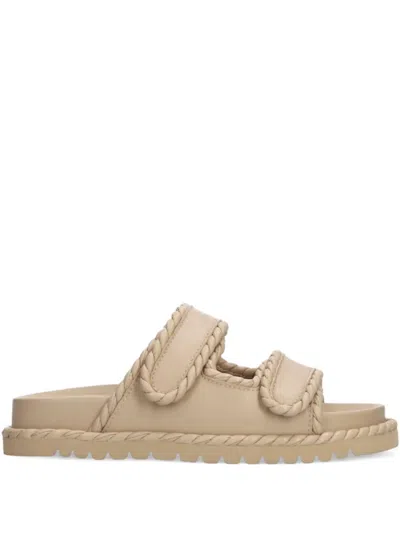 Bibi Lou Braided Leather Sandals In Neutral