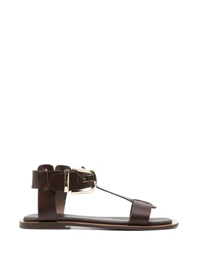 Bibi Lou Buckle Leather Sandals In Multi