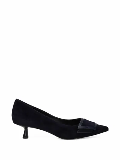 Bibi Lou Buckle-detail Pointed-toe Pumps In Blue