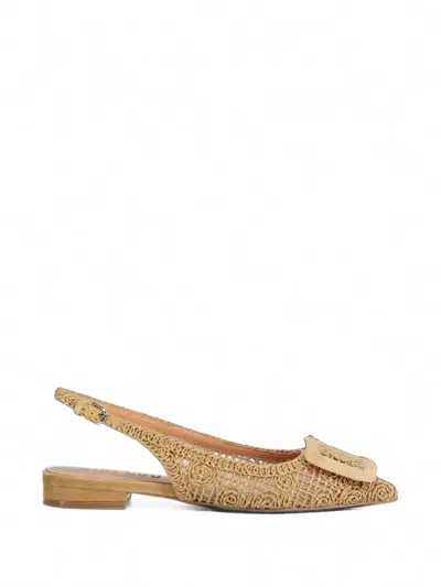 Bibi Lou Buckle-detail Slingback Ballet Flats In Gold