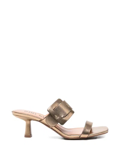 Bibi Lou Buckle-strap Mules In Gold