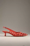 Bibi Lou Caged Slingback Kitten Heels In Red