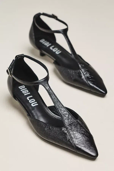 Bibi Lou Canna 35 Leather Ankle-strap Kitten Heels In Black