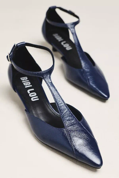 Bibi Lou Canna 35 Leather Ankle-strap Kitten Heels In Blue