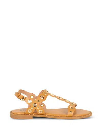 Bibi Lou Canna Eyelet-embellished Studded Sandals In Brown