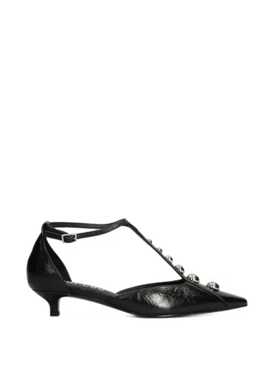 Bibi Lou Carinna Studded T-bar Pumps In Black