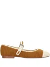 Bibi Lou Crochet Strap Ballet Flats In Brown