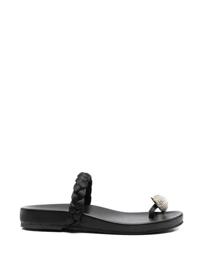 Bibi Lou Crystal-embellished Braided Sandals In Black