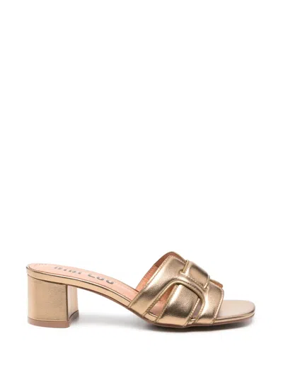 Bibi Lou Cut-out Mules In Gold