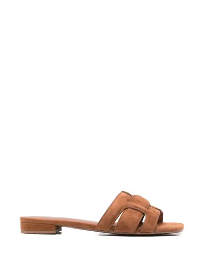 Bibi Lou Cut-out Suede Sandals In Brown