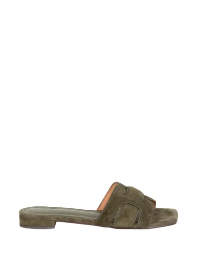 Bibi Lou Cut-out Suede Sandals In Green