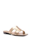 Bibi Lou Dahlia Flats In Platinum Leather In Gold