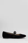 Bibi Lou Essen Flat Ballet Flats In Black Velvet In Black