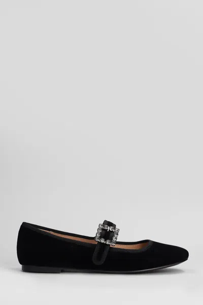 Bibi Lou Essen Flat Ballet Flats In Black Velvet